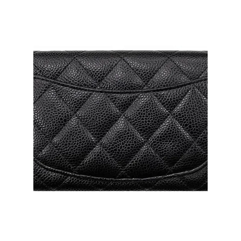 CHANEL Caviar Embossed Calfskin Wallet Women's Black-2