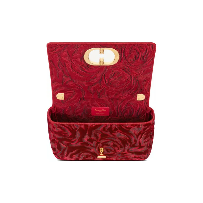 DIOR Caro Velvet Crossbody Bag Medium Size Women's Red-3
