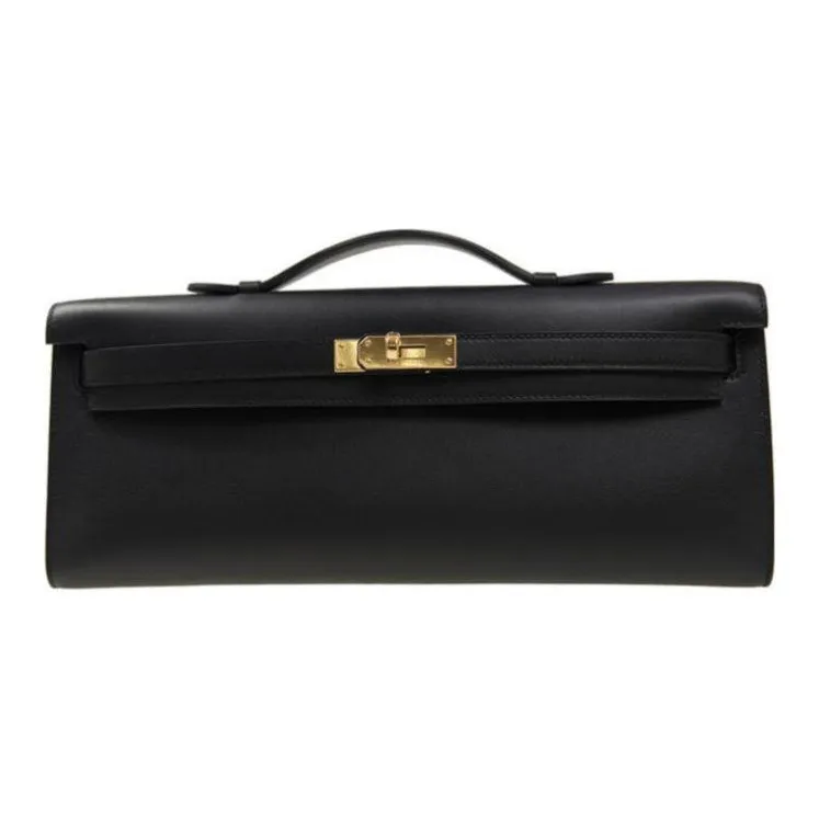 HERMES Swift Calfskin Evening Party Clutch Regular Women's Noir Black-0