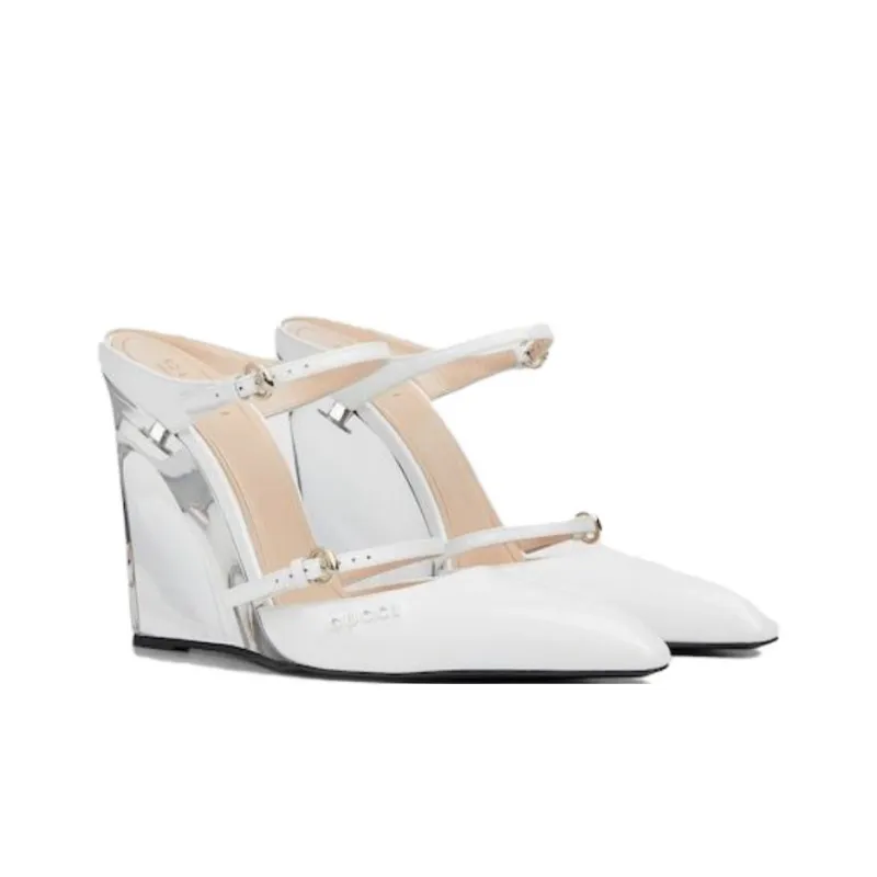 GUCCI Closed Toe Slippers 10.9cm Women's White-2