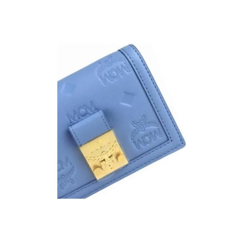 MCM Leather Wallet Mini Women's Blue-5