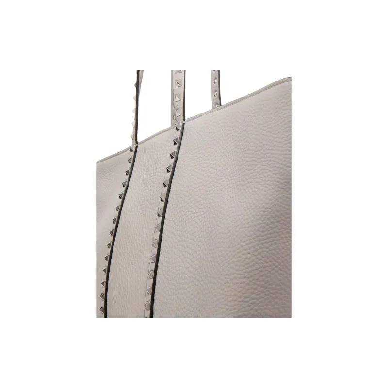 Valentino GARAVANI ROCKSTUD Grain Calfskin Tote Bag, Shopping Bag, Handbag Women's Gray-6