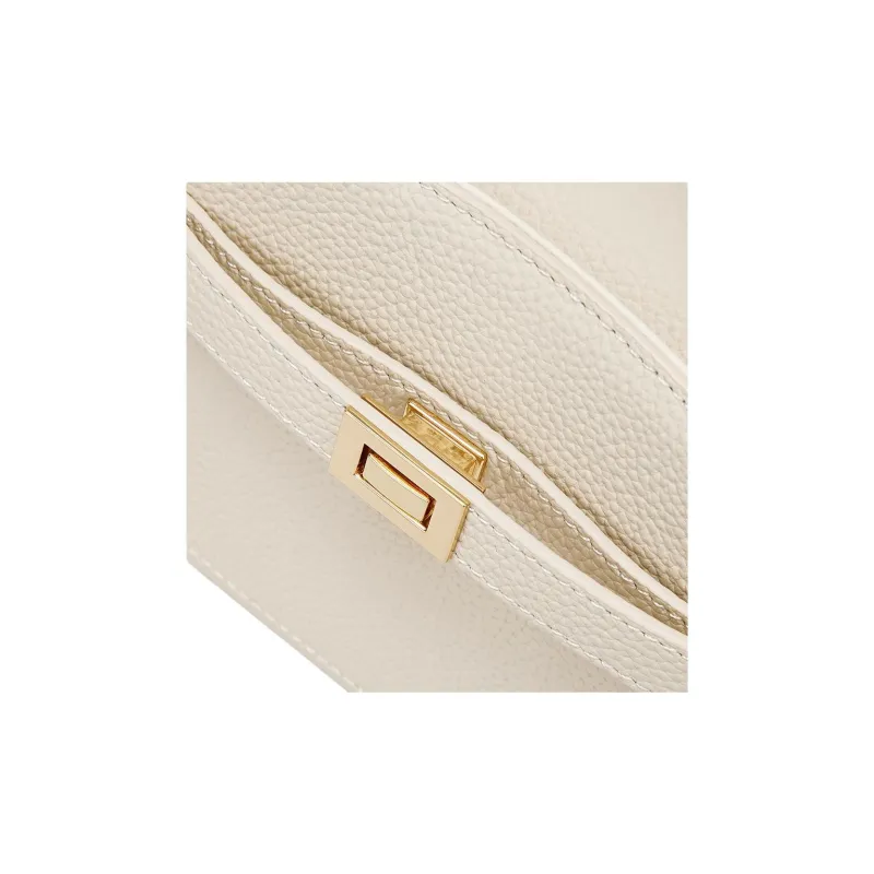 DEERE JACK Cow Leather Kelly Bag, Handbag, Shoulder Bag Tubas Women's White/Brown-1