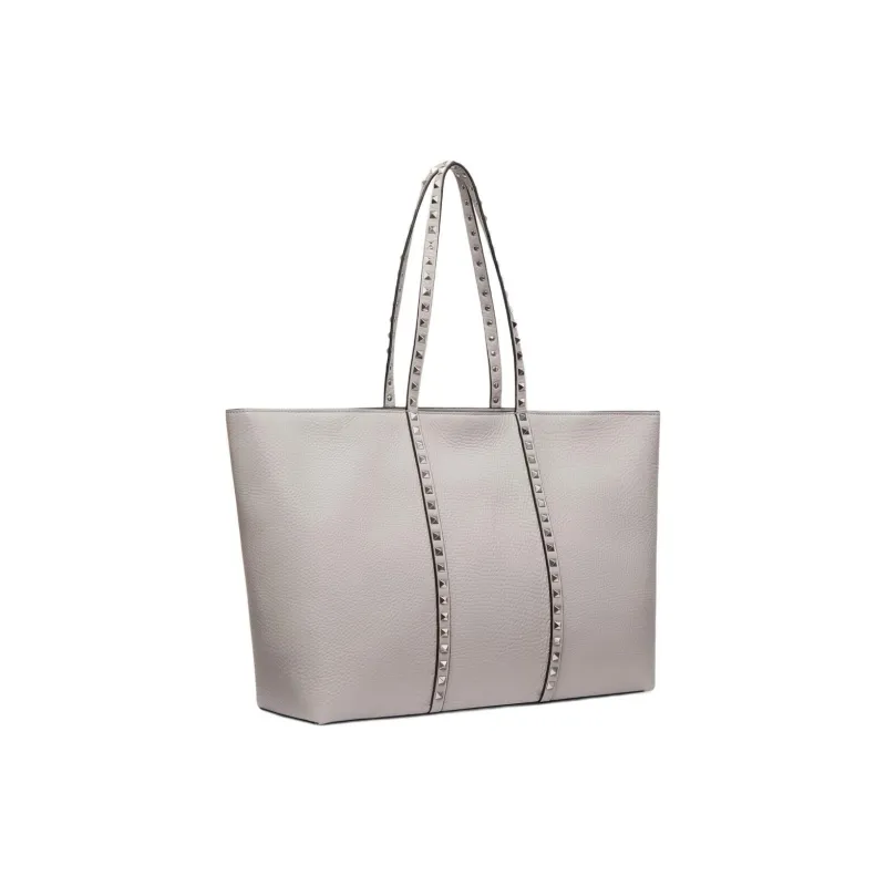 Valentino GARAVANI ROCKSTUD Grain Calfskin Tote Bag, Shopping Bag, Handbag Women's Gray-1