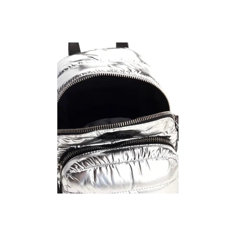 Moncler Nylon And Leather Shoulder Bag Crossbody Bag Small Size Women's Silver-3