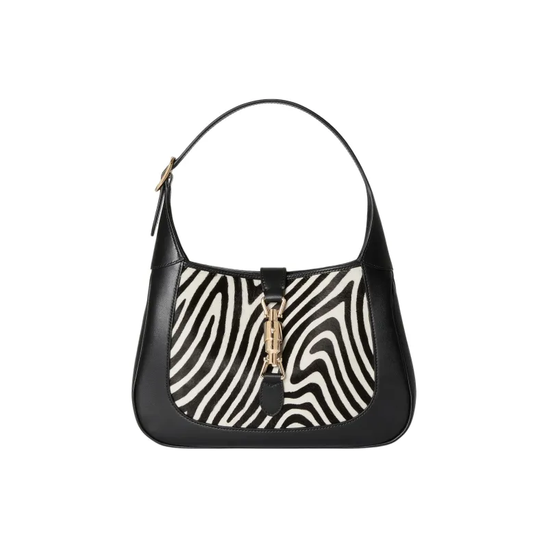 GUCCI Jackie 1961 Calf Hair Handbag, Shoulder Bag Trumpets Women's Black & White-1