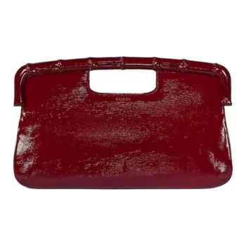 GUCCI Patent Leather Handheld Handbag Extra Large Women's Red