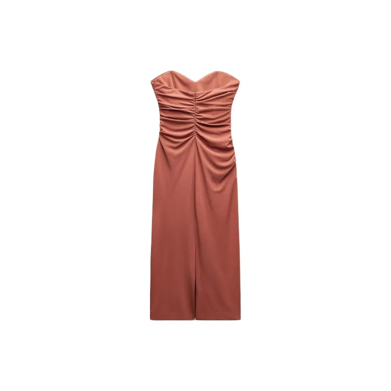 ZARA Sleeveless Dress Women's Brick Red-1