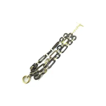 HERMES Buffalo Horn Gold-Plated Bracelets Women's Gray