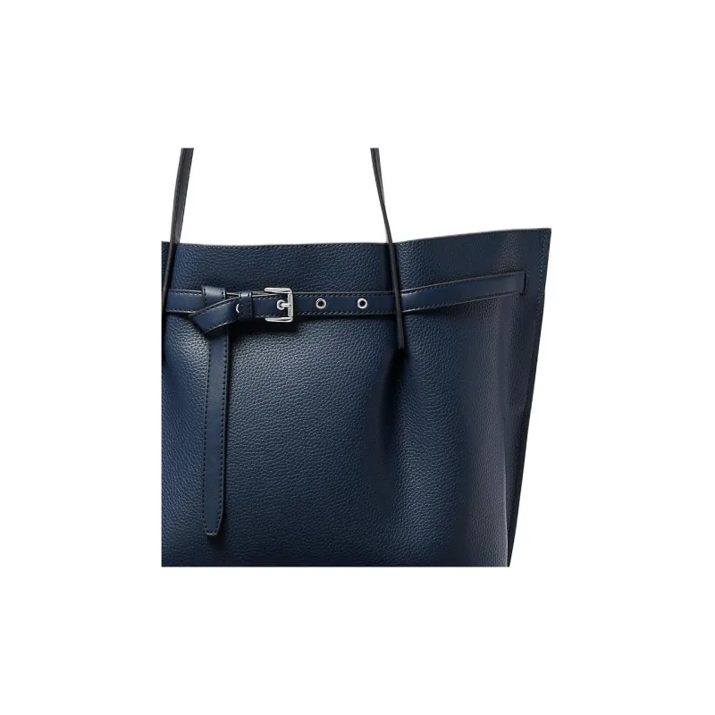 MICHAEL KORS Emilia Litchi Grain Leather Tote Bag Shopping Bag Handbag Shoulder Bag Women's Marine Blue-2