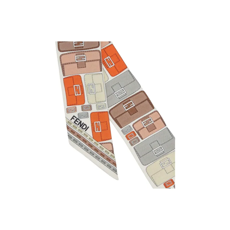 FENDI Mulberry Silk Silk Scarves Women's Orange-1