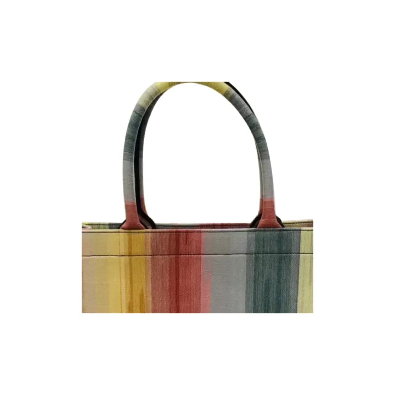 DIOR Striped Rainbow Tote Bag Shopping Bag Handbag Large Size Women's Multicolor-2