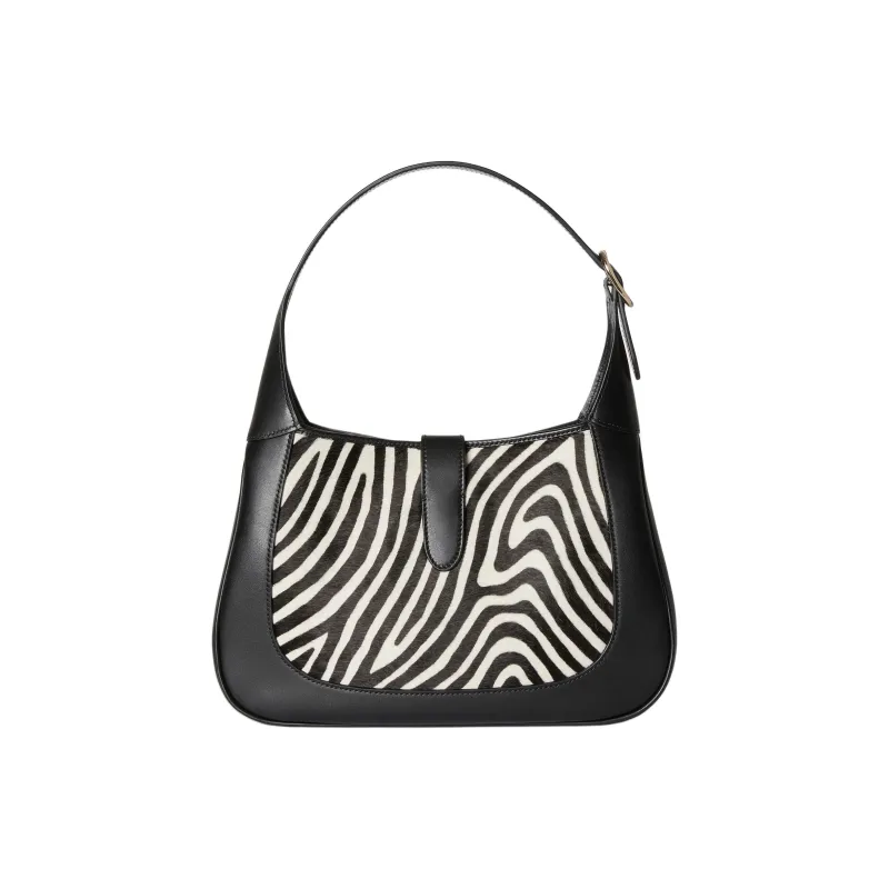 GUCCI Jackie 1961 Calf Hair Handbag, Shoulder Bag Trumpets Women's Black & White-4