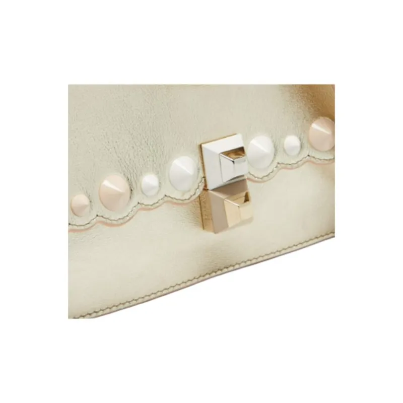 FENDI Kan I Leather Shoulder Bag Crossbody Bag Small Size Women's Champagne Gold-4