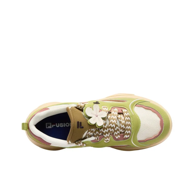 FILA FUSION WINDROUND DX Dancing Longboard Shoes Slip Resistant Low Top Skateboard Shoes Women's Green White-3