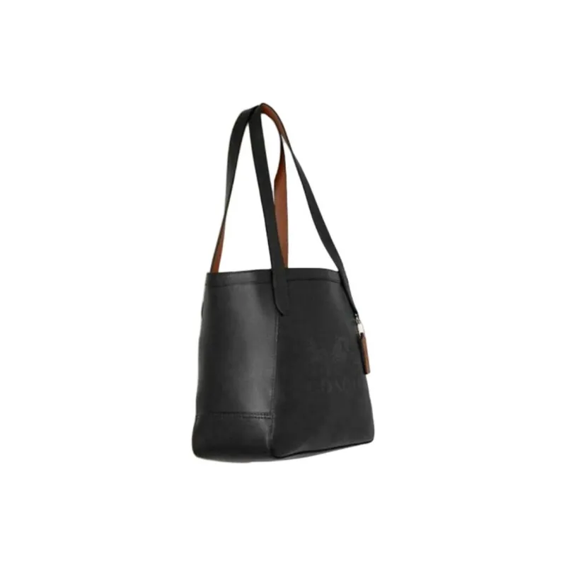 COACH Leather Tote Bag Shopping Bag Handbag Shoulder Bag Large Size Women's Black-1