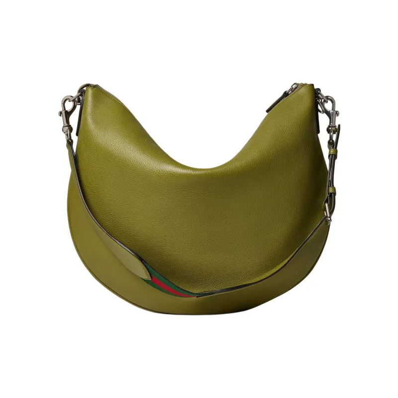 GUCCI Leather Shoulder Bag Tubas Men's Green Olive-3