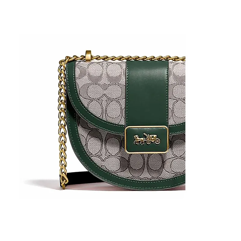 COACH Alie Cow Leather Saddle Bag Crossbody Shoulder Bag Small Size Women's Green-4