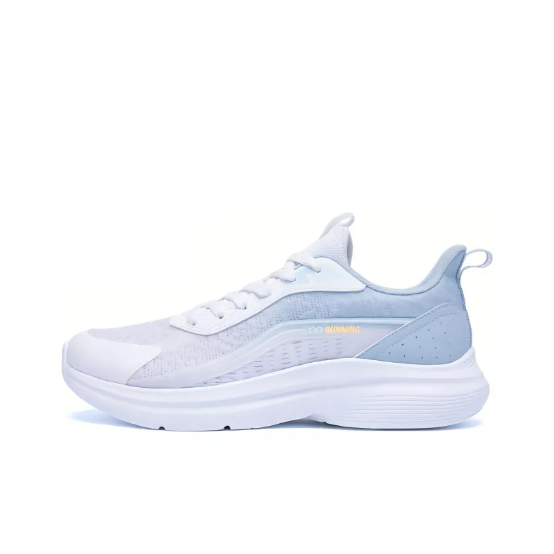 QIAODAN Cushioning Wear-Resistant Low-Top Running Shoes Men's White Blue-0