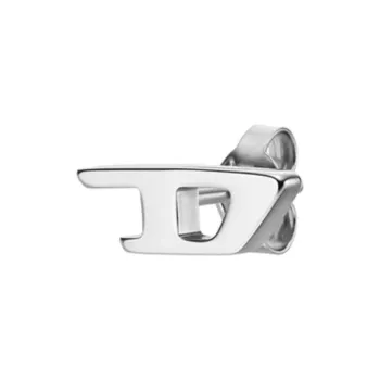 DIESEL Stainless Steel, Synthetic Cubic Zirconia Stud Earrings Unisex Silver