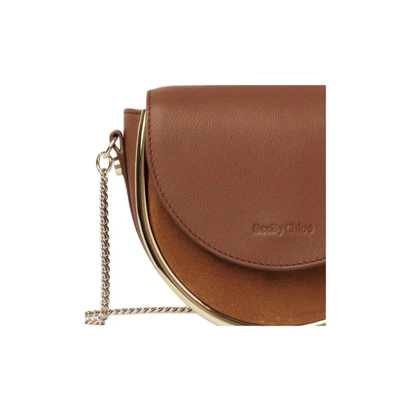 See By Chloe Suede Grained Cow Leather Evening Party Bag Crossbody Bag Shoulder Bag Women's Caramel-2