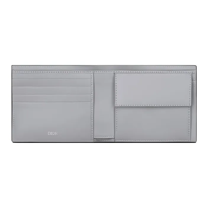 DIOR CD Diamond Cow Leather Wallet Men's Gray-3