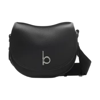 Burberry Rocking Horse Calfskin Leather Saddle Bag Crossbody Bag Men's Black