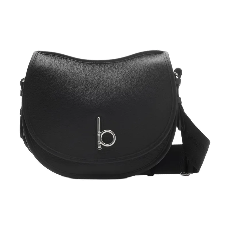Burberry Rocking Horse Calfskin Leather Saddle Bag Crossbody Bag Men's Black-0