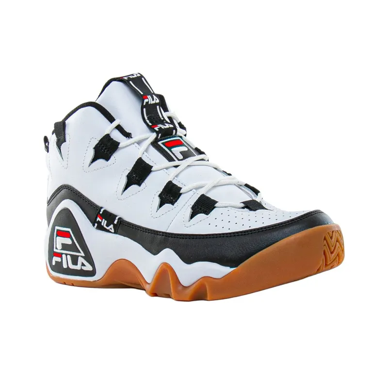 FILA Grant Hill 1 Anti Slip Wear Resistant High Top Vintage Basketball Shoes Men's White Black-2