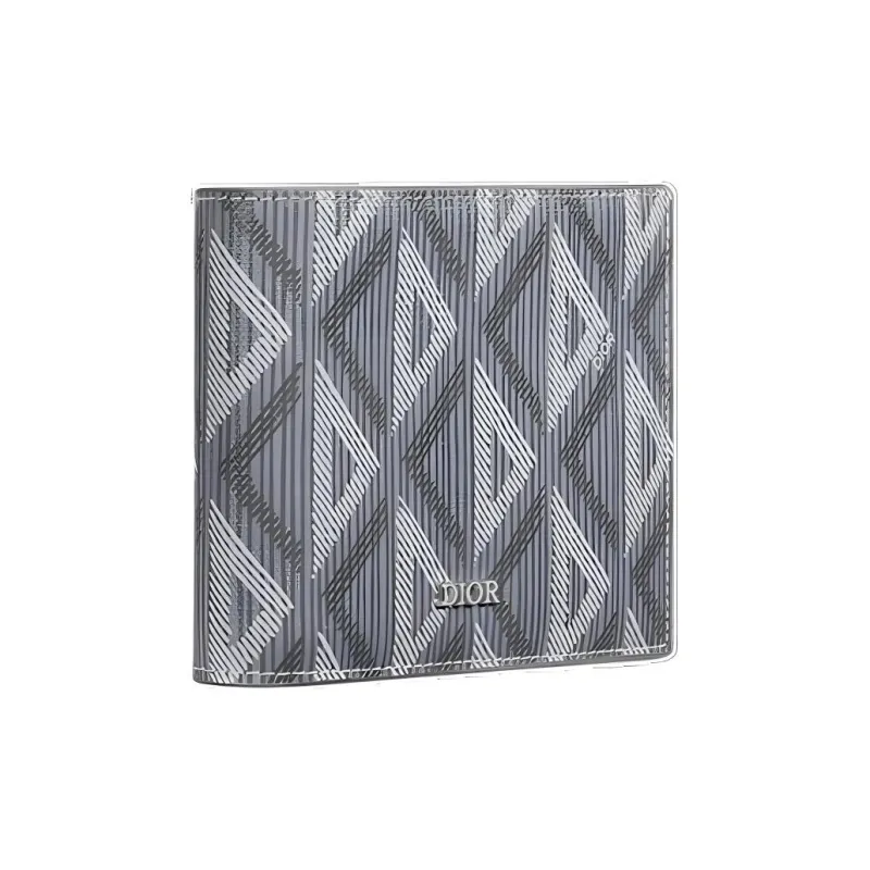 DIOR CD Diamond Cow Leather Wallet Men's Gray-1