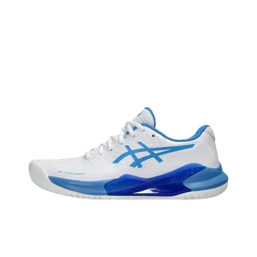 Asics Gel Challenger 14 Anti Slip Wear Resistant Low Top Tennis Shoes Women's White Blue