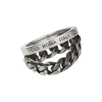 FENDI Metal Brass Rings Men's Silver