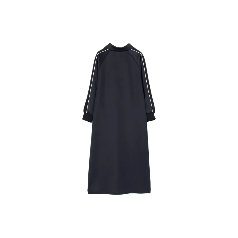 Beams Long Sleeved Dress Women's Marine Blue-1