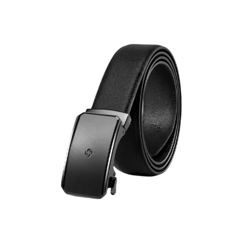 SAMSONITE Cow Leather Metal Leather Belts Men's Black 3.5CM-3