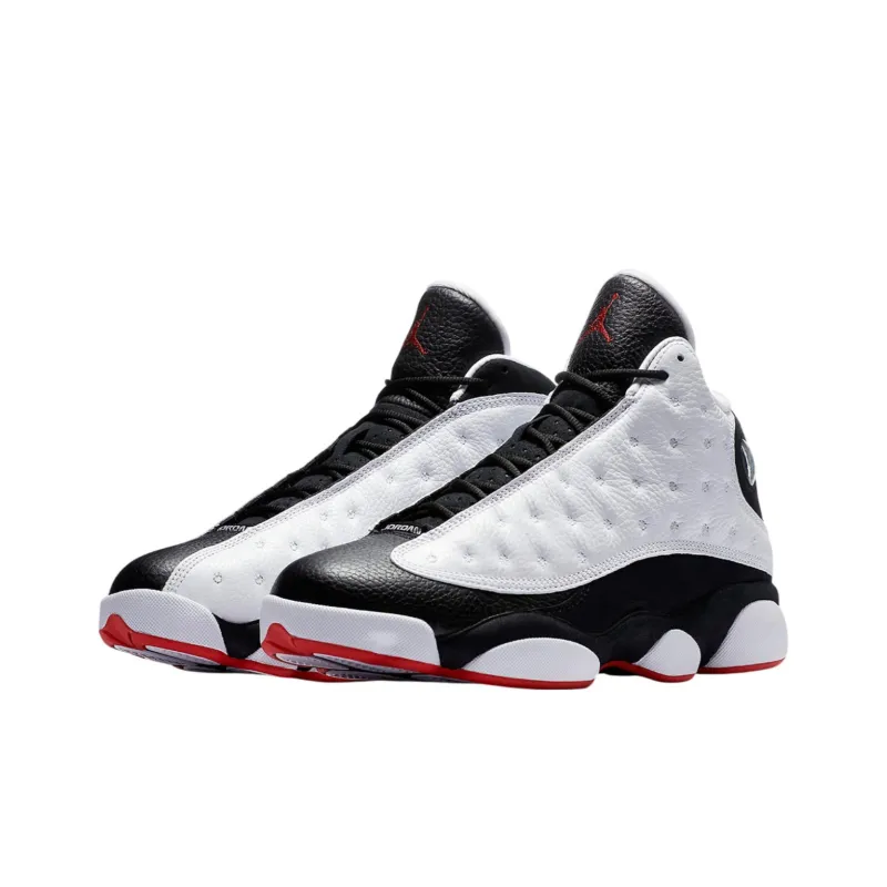 Jordan Air Jordan 13 Anti-Slip Wear-Resistant Mid-Top Vintage Basketball Shoes Unisex White Black-2
