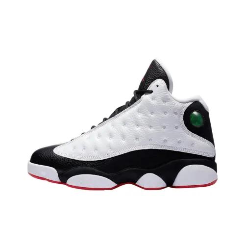 Jordan Air Jordan 13 Anti Slip Wear Resistant Mid Top Vintage Basketball Shoes Unisex White Black
