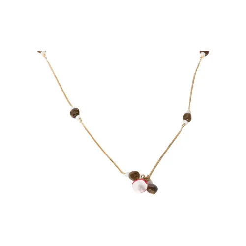 MIU MIU Metal Resin Necklaces Women's Gold
