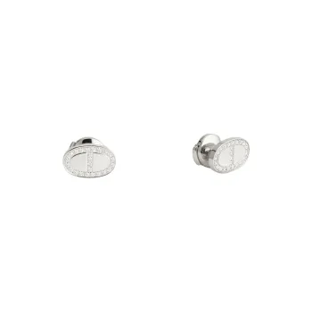 HERMES Diamond 18K White Gold Stud Earrings Unisex Silver