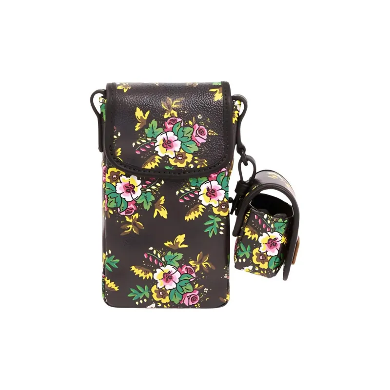 KENZO Polyurethane Combo Bag, Shoulder Bag, Crossbody Bag, Cell Phone Pouch Women's Black-1