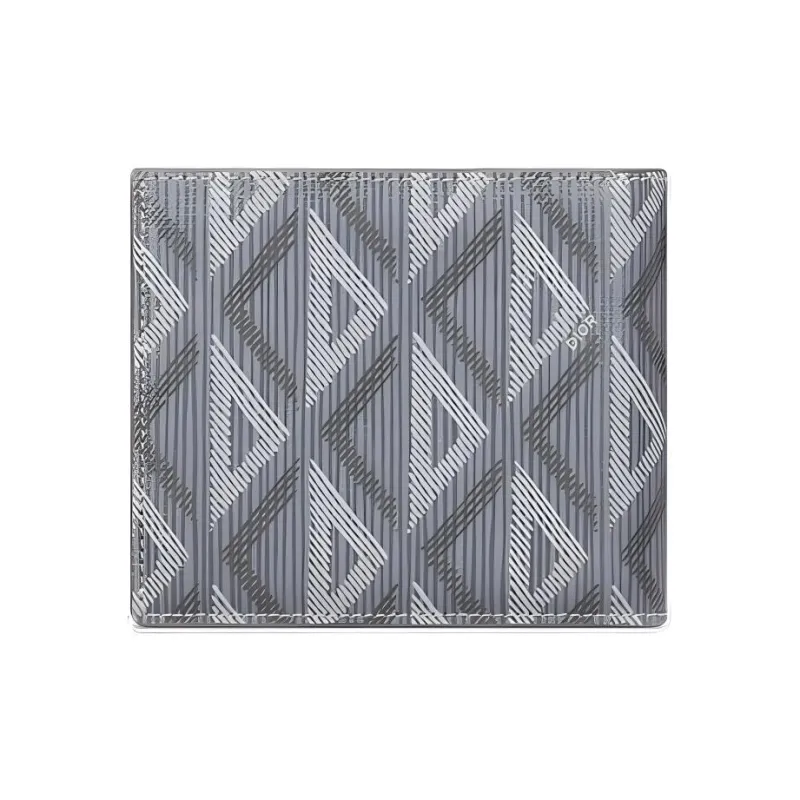 DIOR CD Diamond Cow Leather Wallet Men's Gray-2