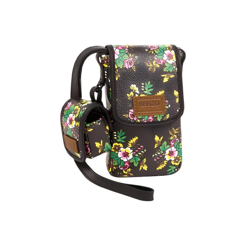 KENZO Polyurethane Combo Bag, Shoulder Bag, Crossbody Bag, Cell Phone Pouch Women's Black-0