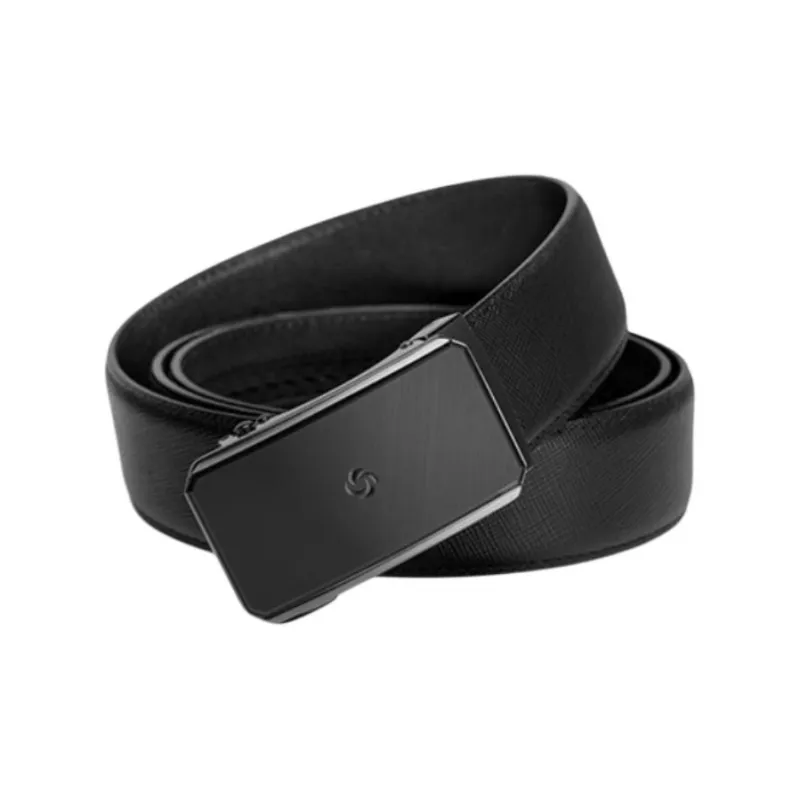 SAMSONITE Cow Leather Metal Leather Belts Men's Black 3.5CM-1