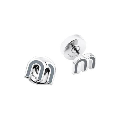 MIU MIU Enamel Metal Earrings Women's Silver