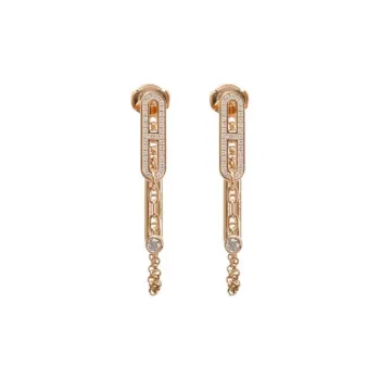 HERMES 18K Rose Gold Diamond Earrings Unisex Gold