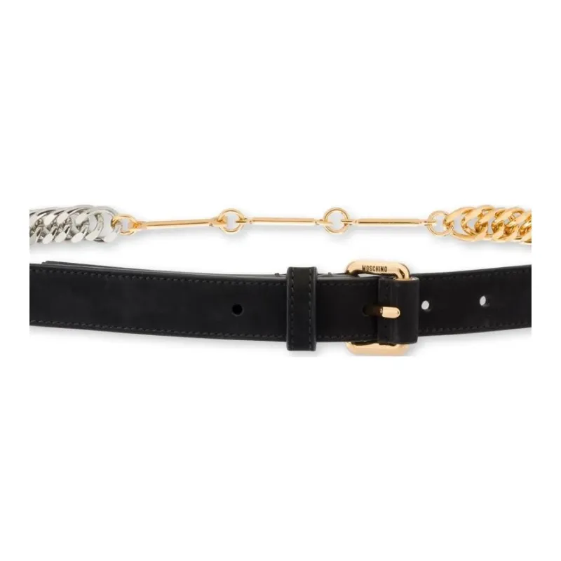 MOSCHINO Cuban Chain Leather Belt-2
