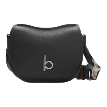 Burberry Rocking Horse Calfskin Leather Saddle Bag, Crossbody Bag Men's Black