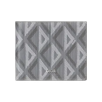 DIOR CD Diamond Cow Leather Wallet Men's Gray