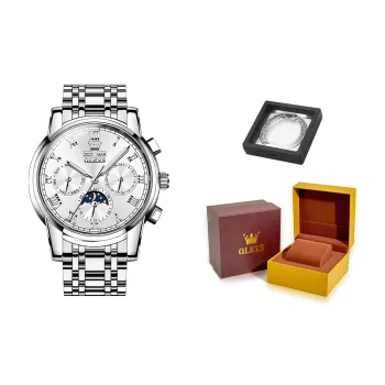 OLEVS Mechanical Movement Stainless Steel Watchband Watch Men's Watches Black Dial