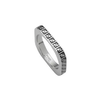 FENDI Enamel Metal Bronze Rings Men's Silver
