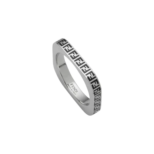 FENDI Enamel Metal Bronze Rings Men's Silver